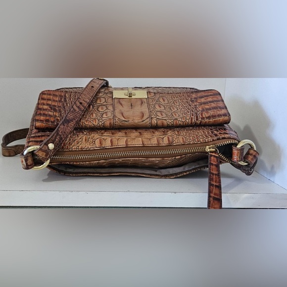 Brahmin Brown /Tan Crocodile Leather Crossbody bag - Picture 10 of 11